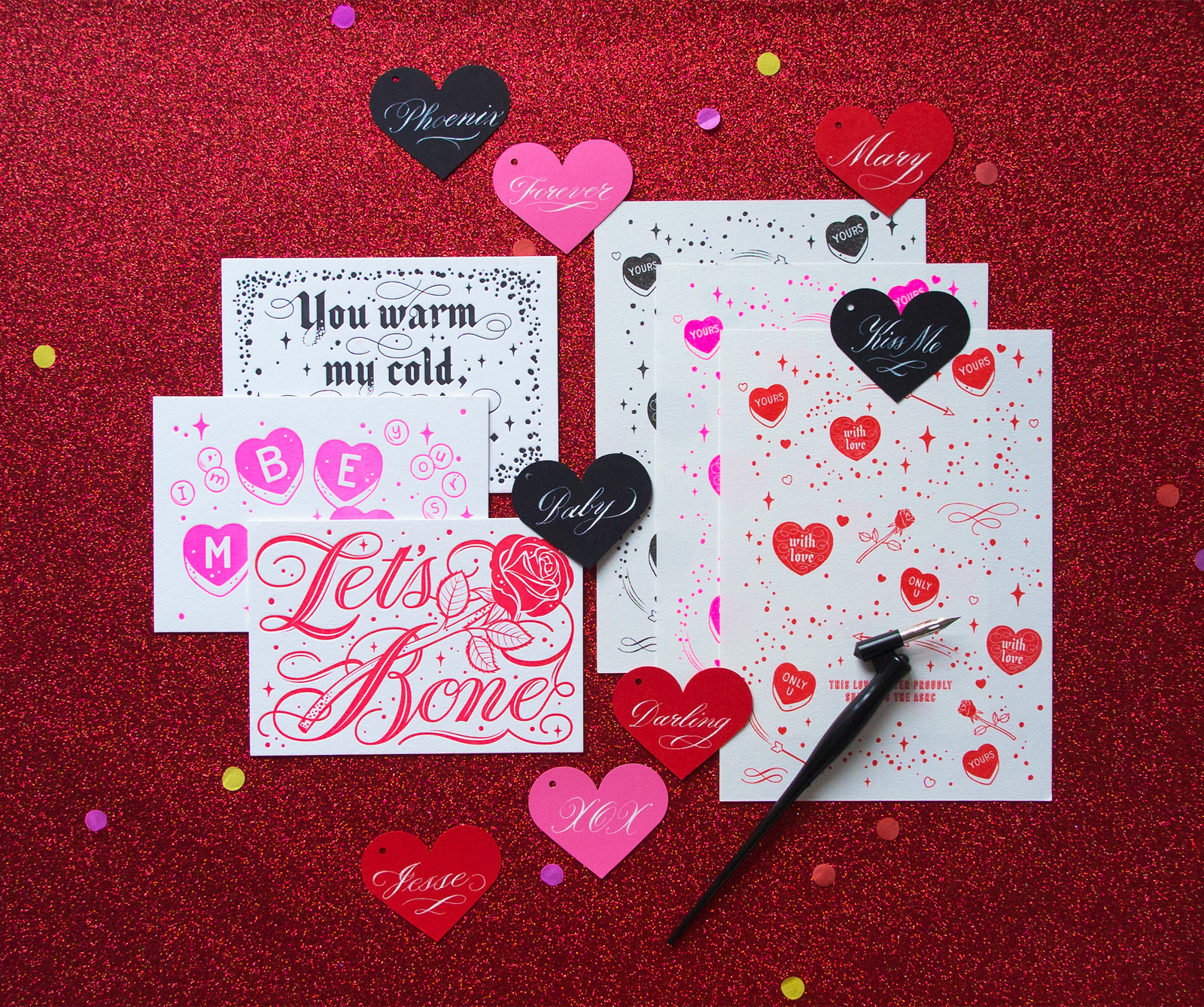 Postcards, letters and gift tags all together