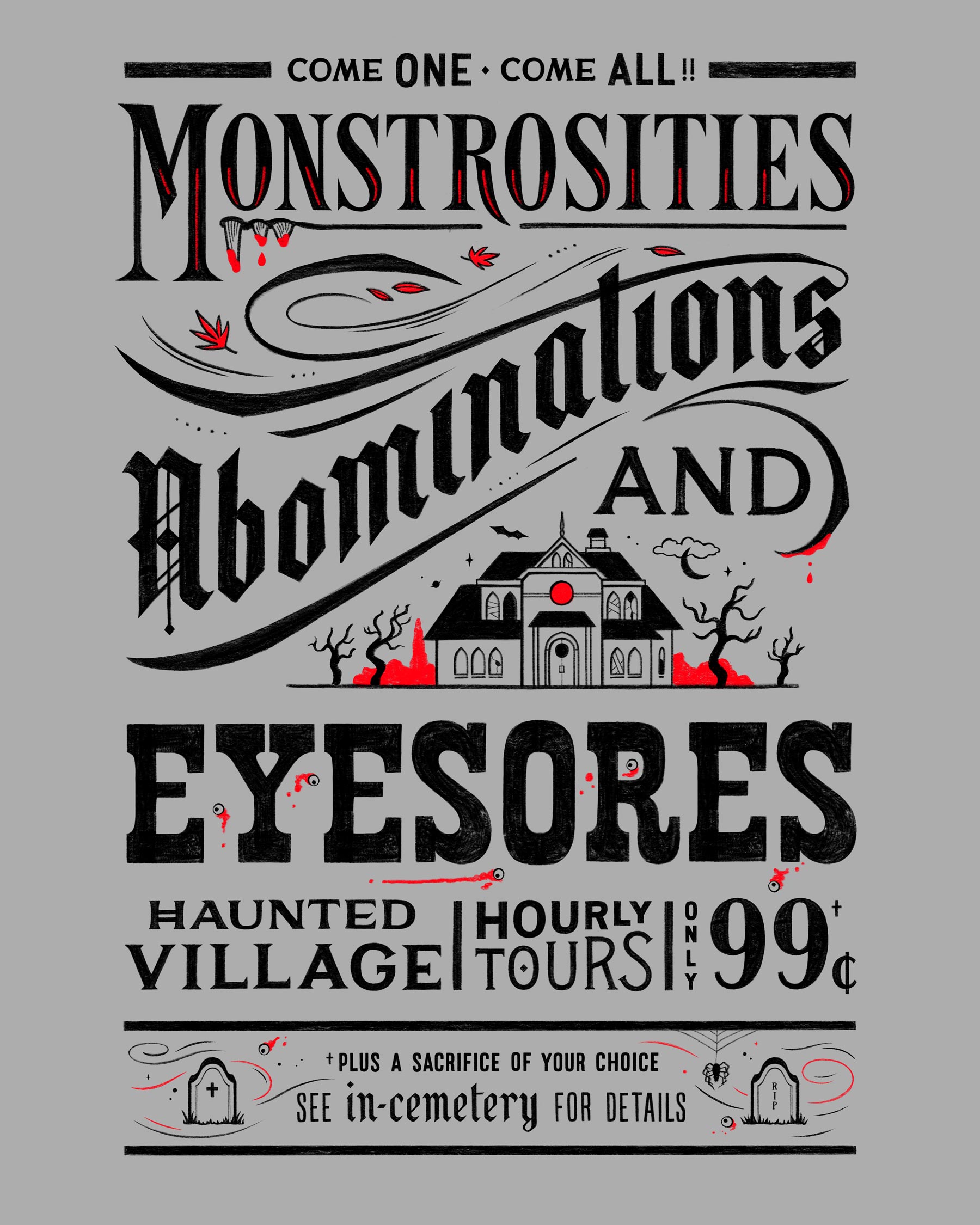 Hand drawn lettering for a poster for a fake halloween event