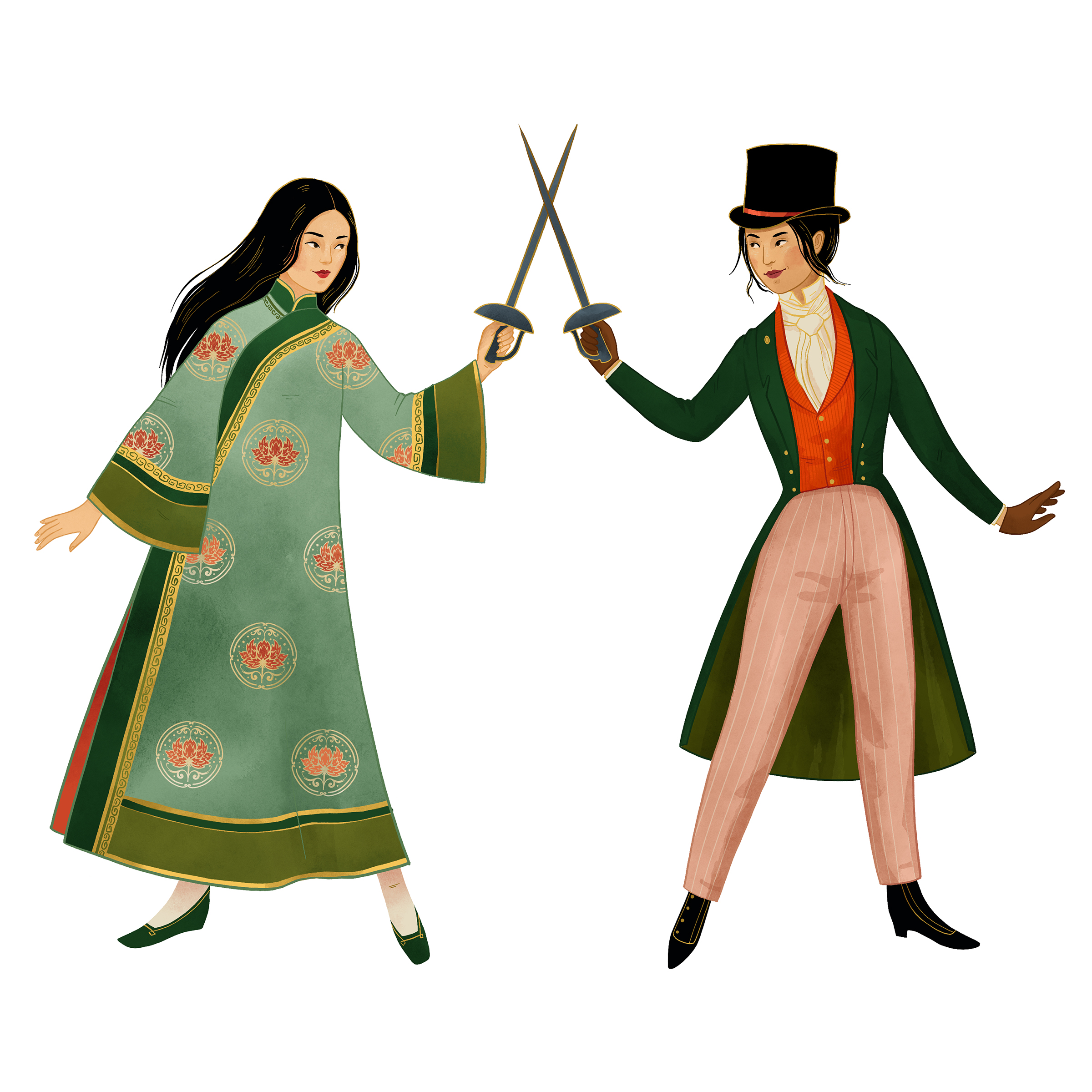 Character art from The Good Women of Fudi book cover design